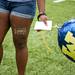 Michigan freshman Malika Malik holds a ballon on the field on Saturday. Daniel Brenner I AnnArbor.com